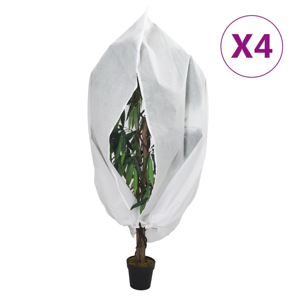 vidaXL Plant Fleece Covers with Zip 4 pcs 70 g/m² covering a potted plant with a zip opening