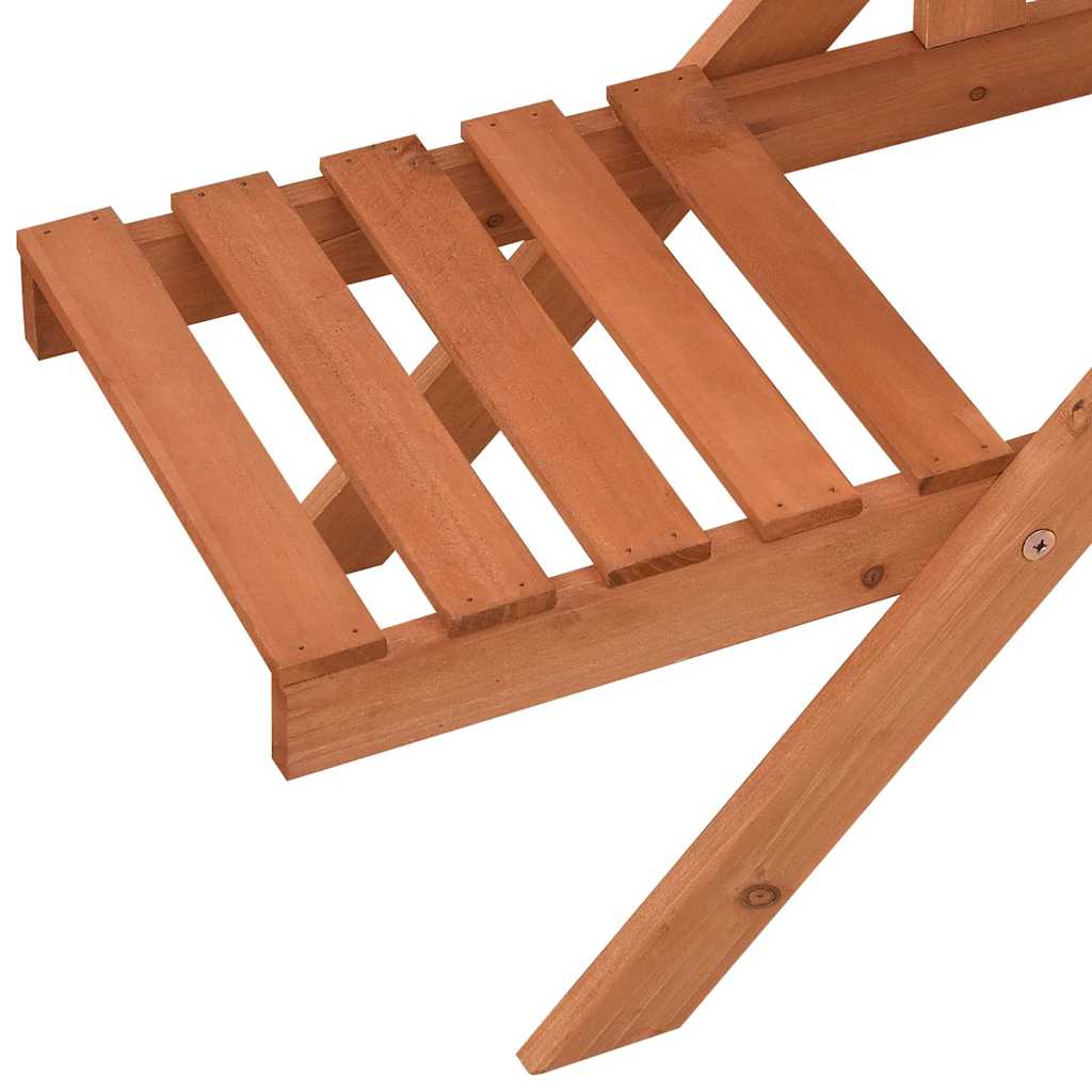 Close-up of the slatted base and supporting legs of the plant stand