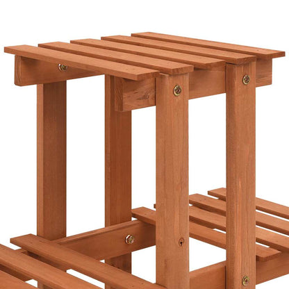 Close-up of the construction of the plant stand showing wooden slats and fixings