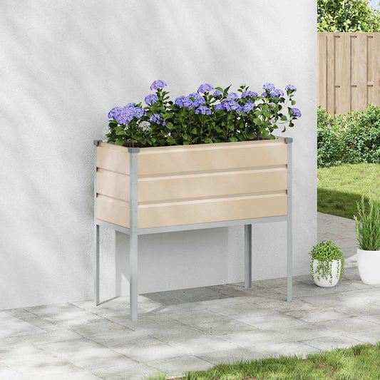 Planter 100 x 45 x 90 cm Galvanised Steel Ivory