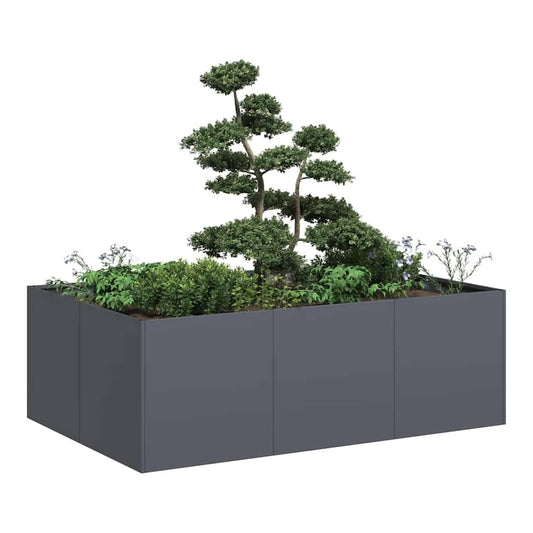 Planter 120x80x40 cm Steel Depth 80 cm Height 40 cm Width 120 cm Anthracite