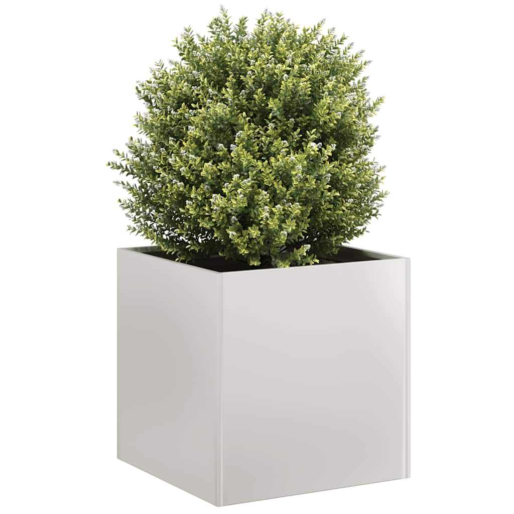 vidaXL Planter Stainless Steel with a small green shrub planted inside