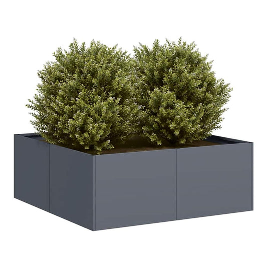 Planter 80x80x30 cm Steel Depth 80 cm Height 30 cm Anthracite