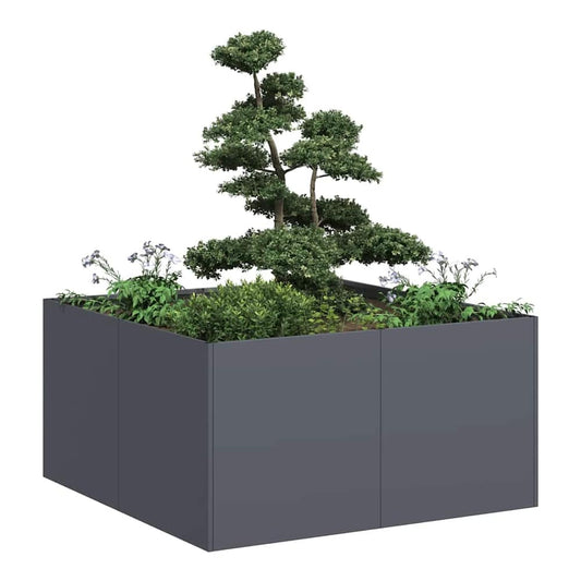 Planter 80x80x40 cm Cold-rolled Steel Depth 80 cm Height 40 cm Width 80 cm Anthracite