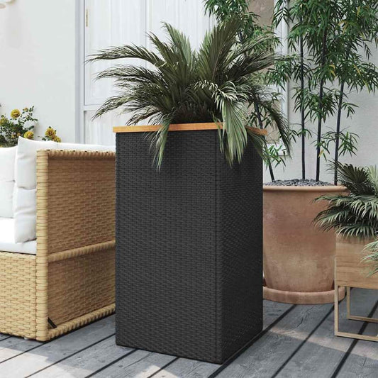 Planter Black Poly Rattan 40 cm 80 cm