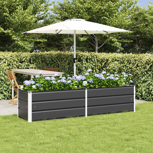 Planter Galvanised Steel Height 45 cm Anthracite 195 cm