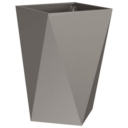 A grey version of the faceted planter, showing its geometric shape