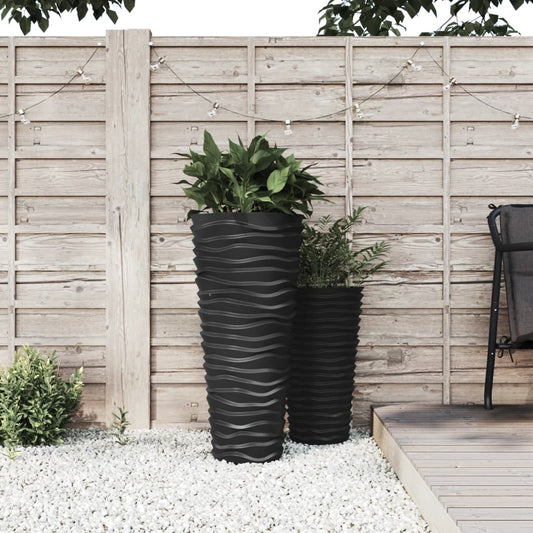 Planter with Removable Inner 18/45 PP Grooved Look Anthracite