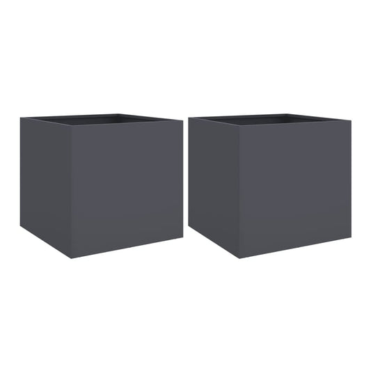 the square garden planters shown empty against a plain white background