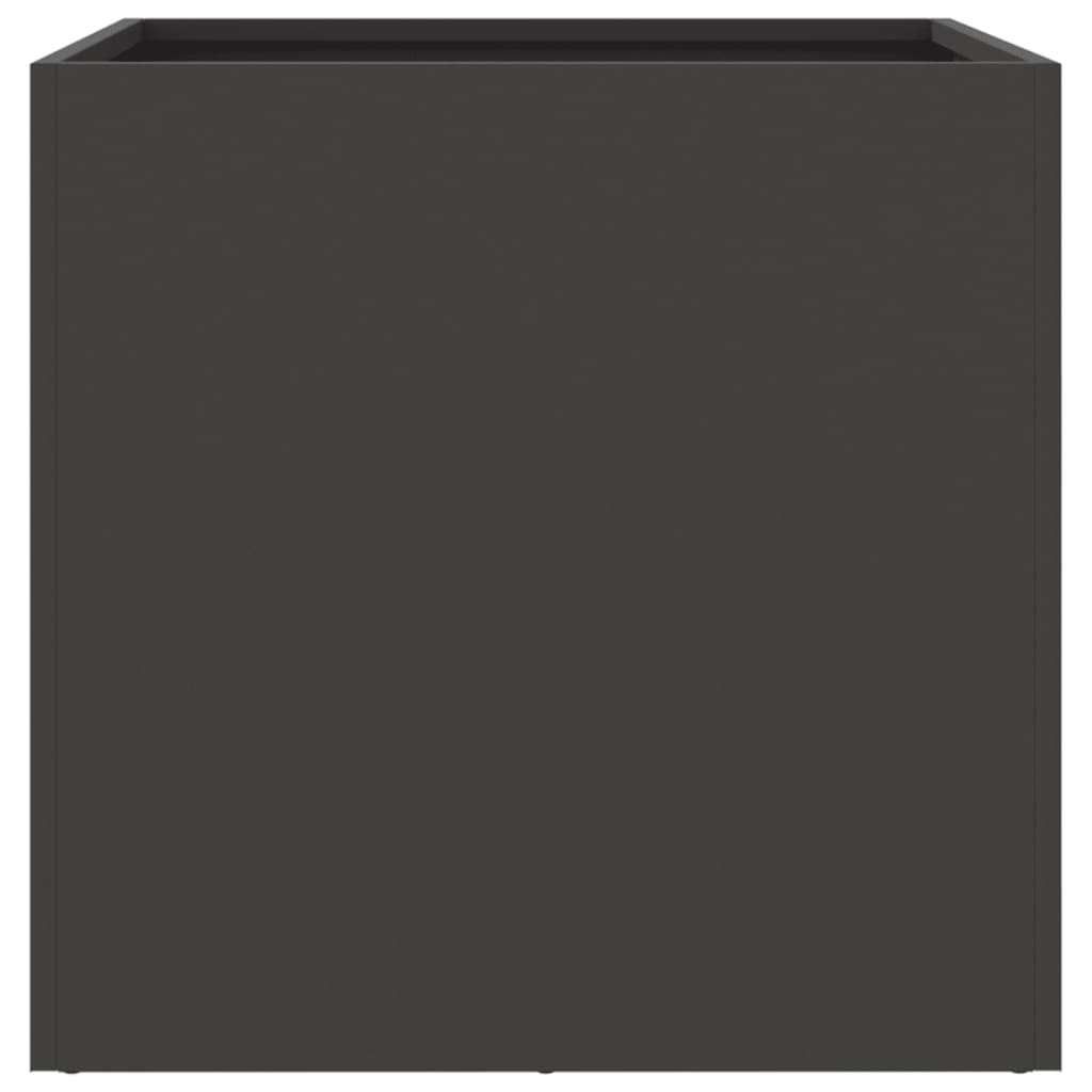 A single black steel square planter shown from the side