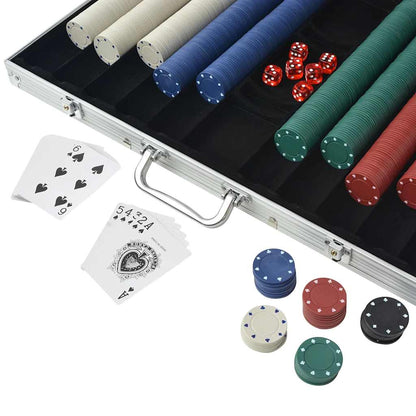 Close up of poker chips and playing cards from the poker set