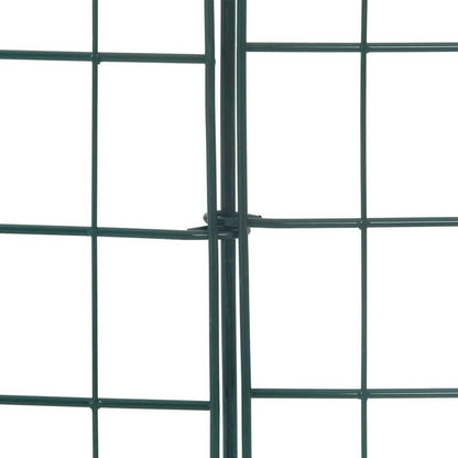 The connection point where two fence panels are joined together by a vertical metal stake
