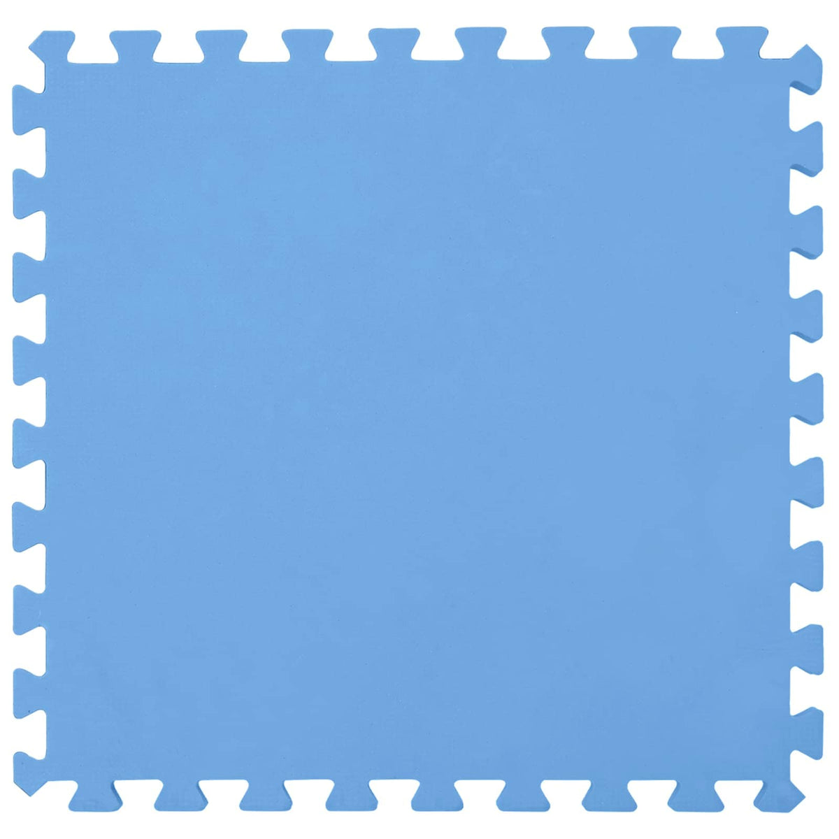 A single blue interlocking foam floor mat with a plain surface