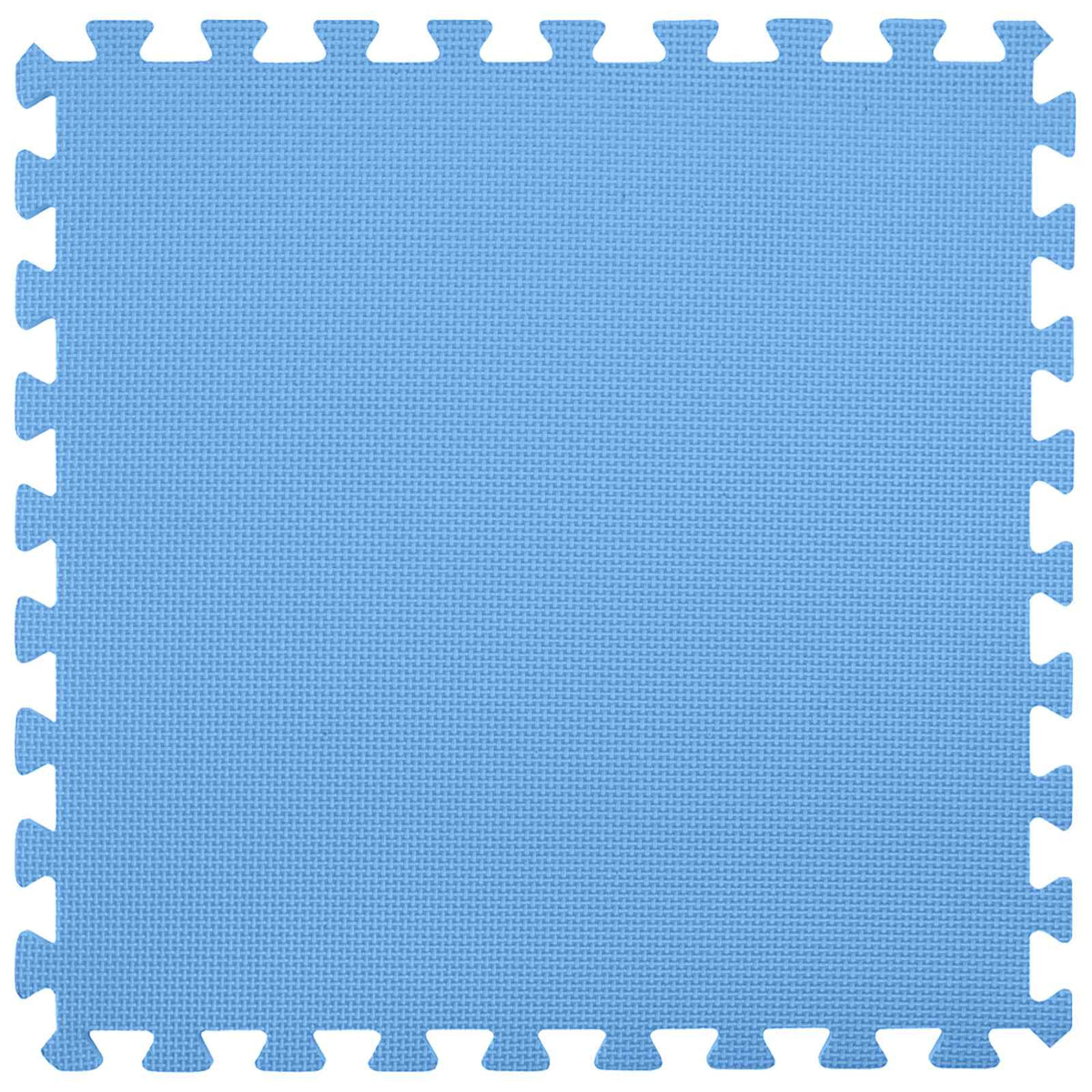 A single blue interlocking foam floor mat with a textured surface