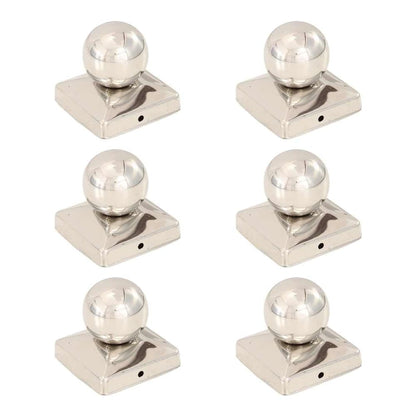 Post Caps 6 pcs Globe Final Stainless Steel fence accessories with a rounded top
