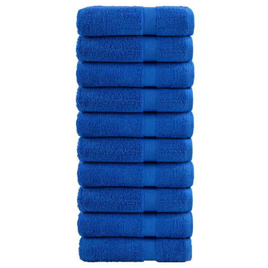 vidaXL Premium Hand Towels "SOLUND" 10 pcs Blue 600 gsm stacked neatly