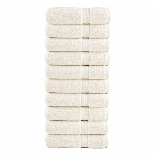 vidaXL Premium Hand Towels SOLUND 10 pcs Cream 600 gsm stacked neatly
