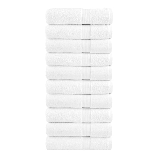 vidaXL Premium Hand Towels "SOLUND" 10 pcs White 600 gsm stacked neatly