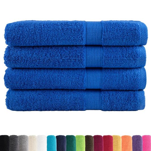 A selection of blue sauna towels and other colours available in the range