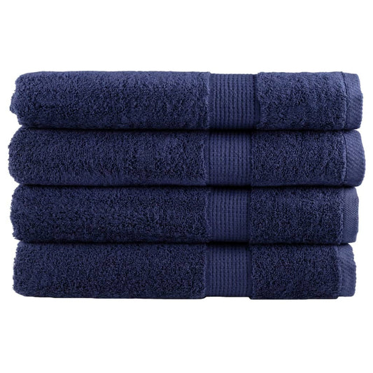 vidaXL Premium Sauna Towels "SOLUND" 4 pcs Navy Blue 600 gsm stacked neatly