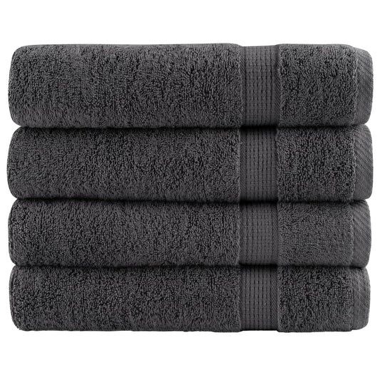 vidaXL Premium Shower Towels SOLUND 4 pcs Anthracite 600 gsm stacked neatly on a white background