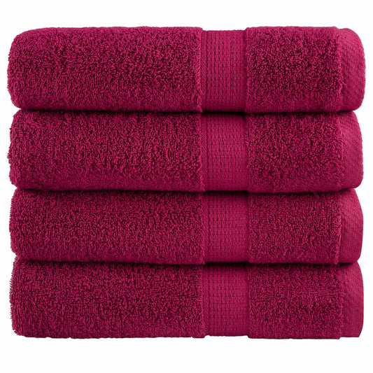 vidaXL Premium Shower Towels SOLUND 4 pcs Bordeaux 600 gsm stacked neatly on top of each other