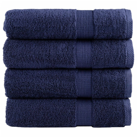 vidaXL Premium Shower Towels "SOLUND" 4 pcs Navy Blue 600 gsm stacked neatly