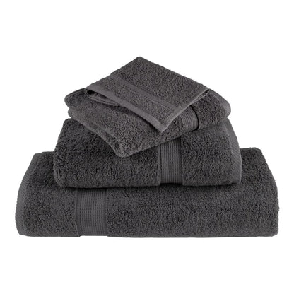 the shower towels folded in a decorative pile to show the texture and layering