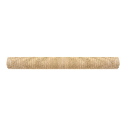 The beige privacy netting rolled into a tight cylinder
