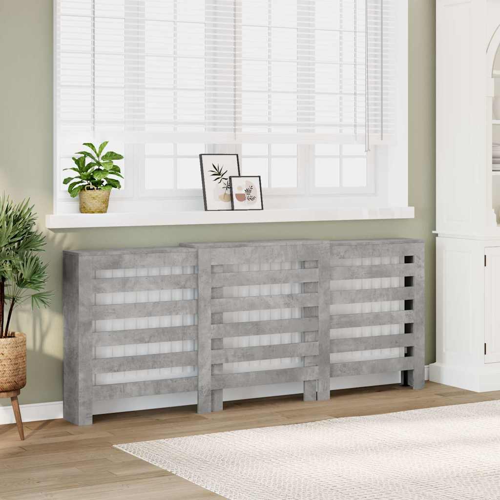 vidaXL Radiator Cover Concrete Grey Engineered Wood in a room setting