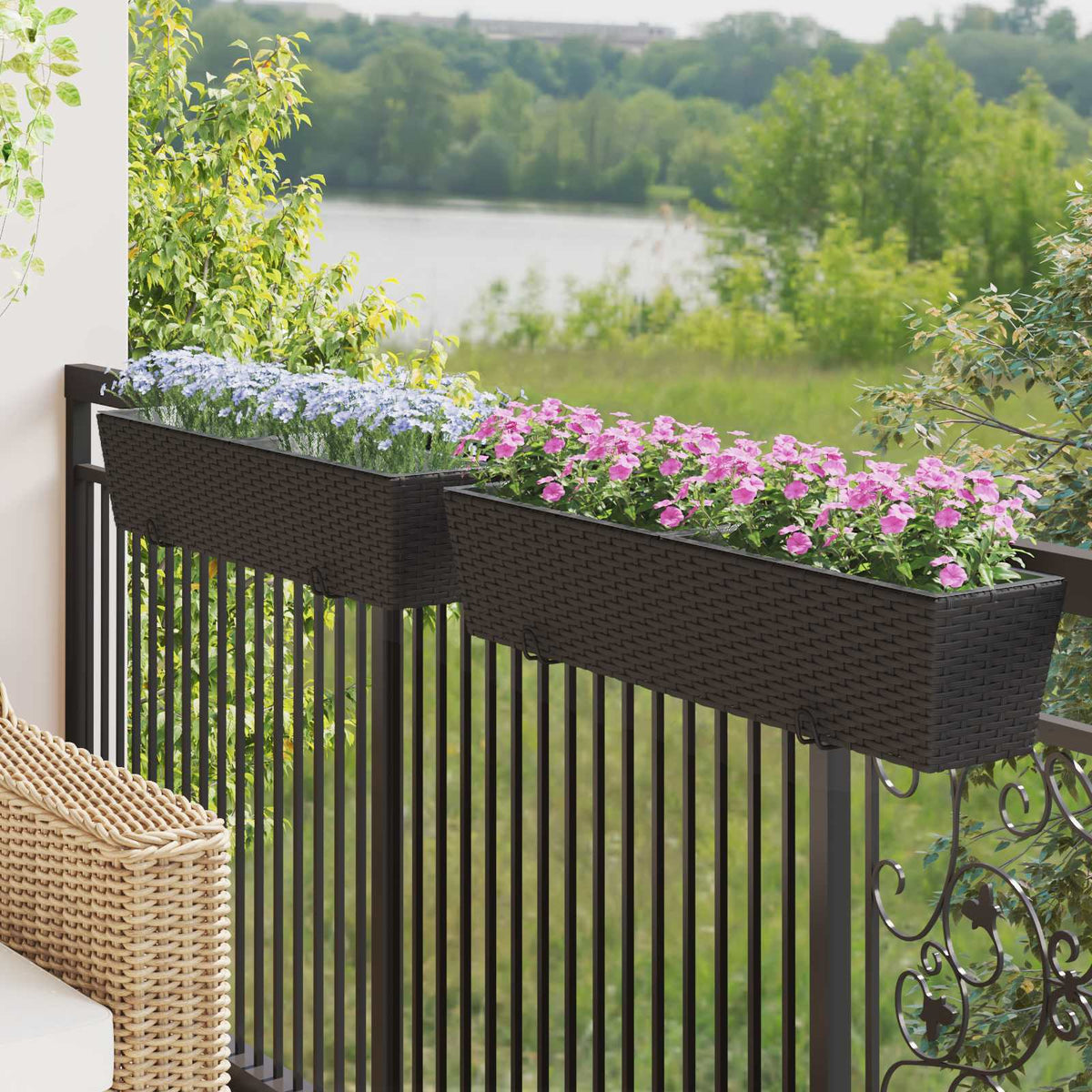 Railing 2 pcs 50 x 17 x 17 cm Metal Black 80 cm