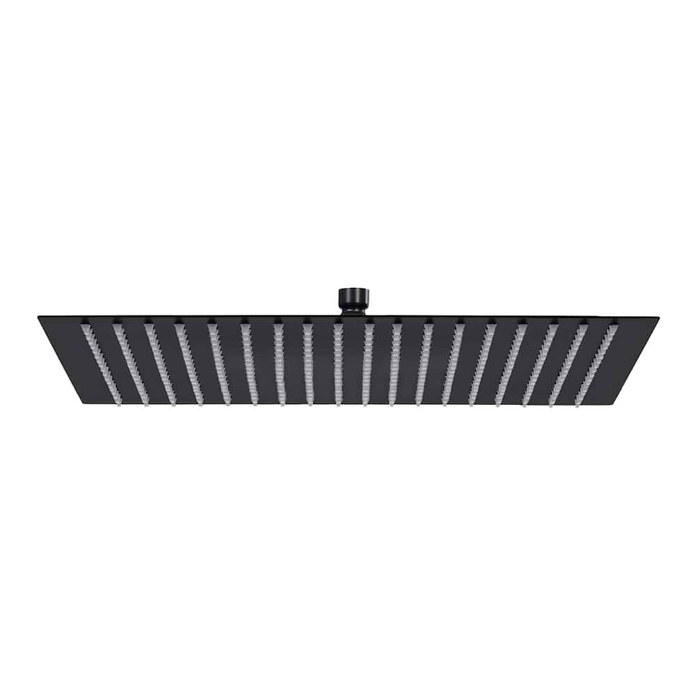 vidaXL Rain Shower Head Stainless Steel Square Black, a large square black shower head with a central connection point