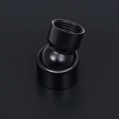 The black metal swivel joint for the shower head, showing the screw thread