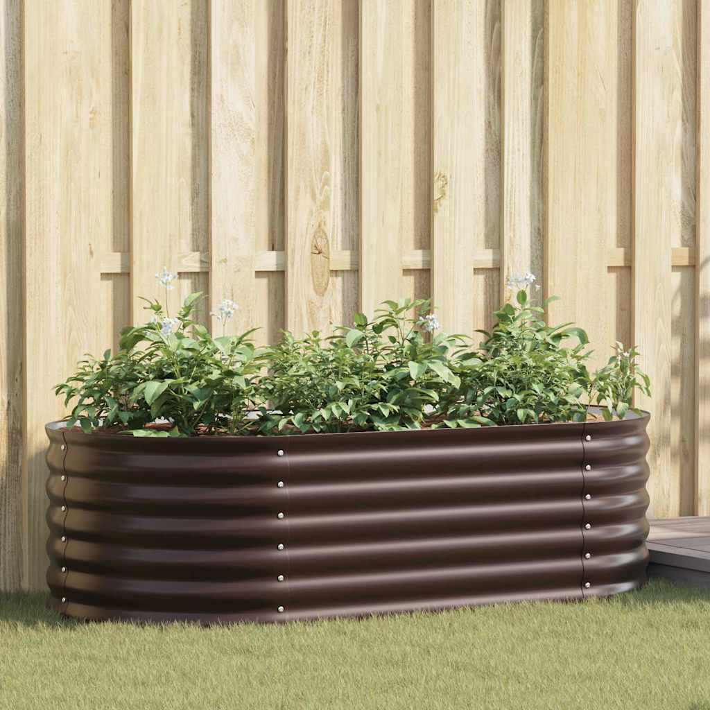 Raised Bed 160 x 80 x 44 cm Steel Height 44 cm Width 160 cm Brown