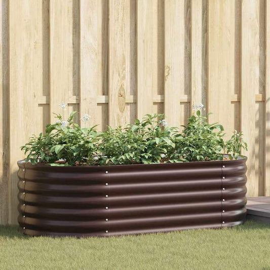 Raised Bed 160 x 80 x 44 cm Steel Height 44 cm Width 160 cm Brown