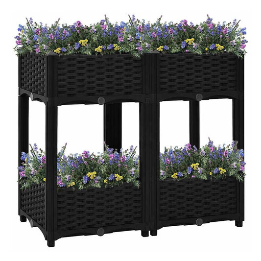 Raised Bed Polypropylene without wheels Black 80 x 40 x 71 cm