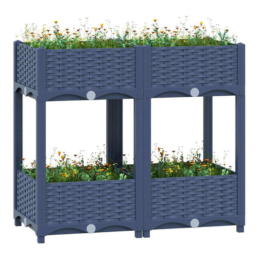 Raised Bed Polypropylene without wheels Blue grey 80 x 40 x 71 cm