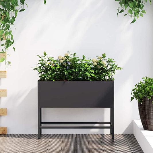 Raised Garden Planter Steel Black 60 cm 45 cm
