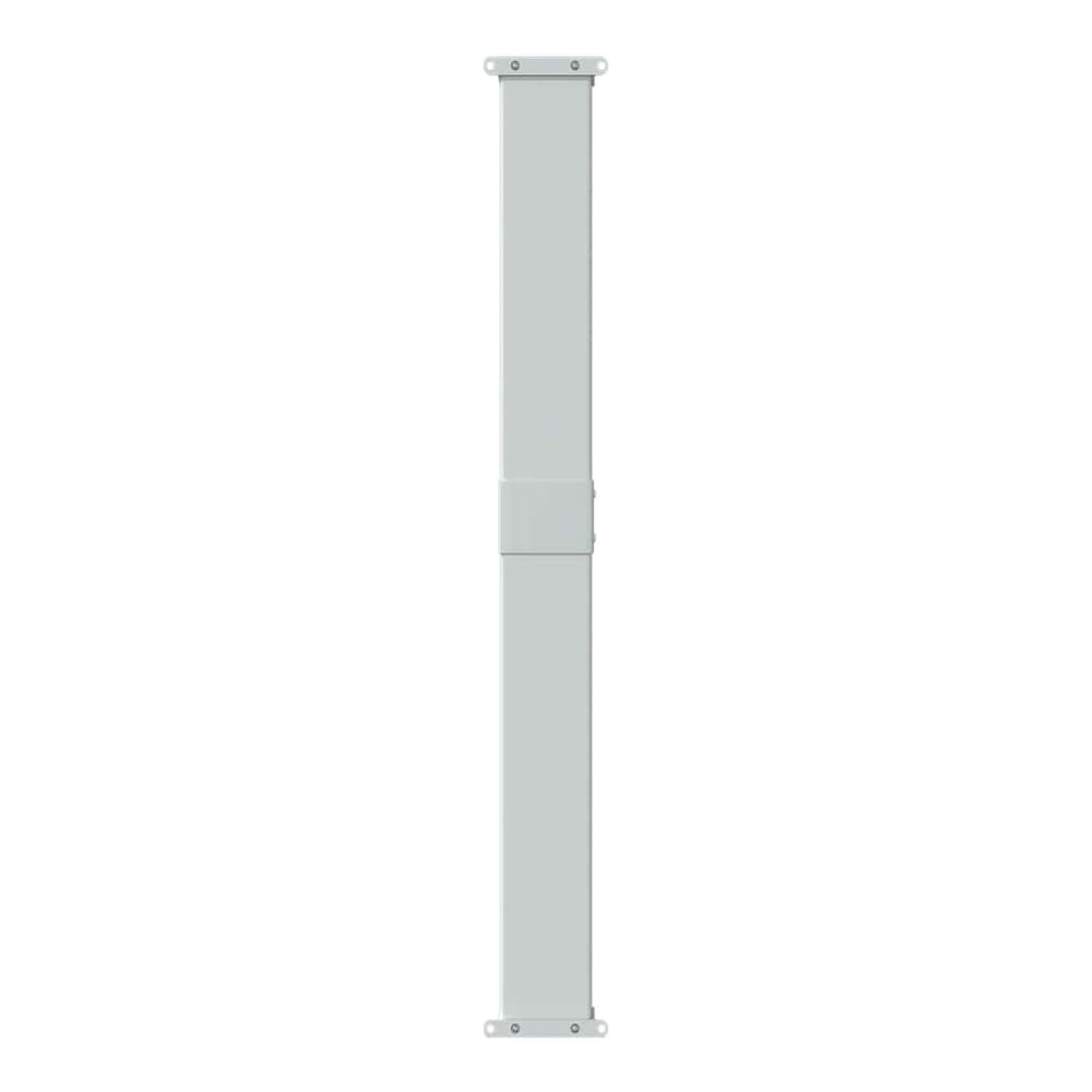 Close-up of the white metal post for the retractable side awning