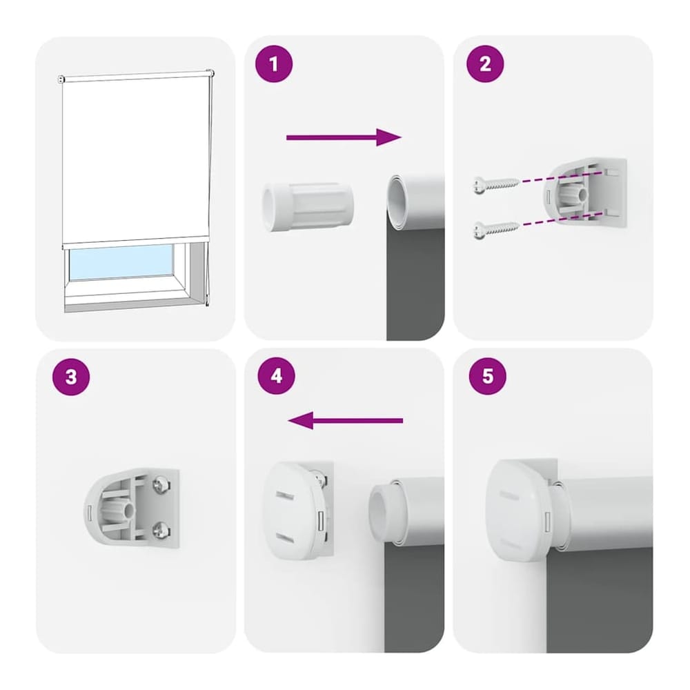 Diagram showing the assembly of the roller blind mechanism