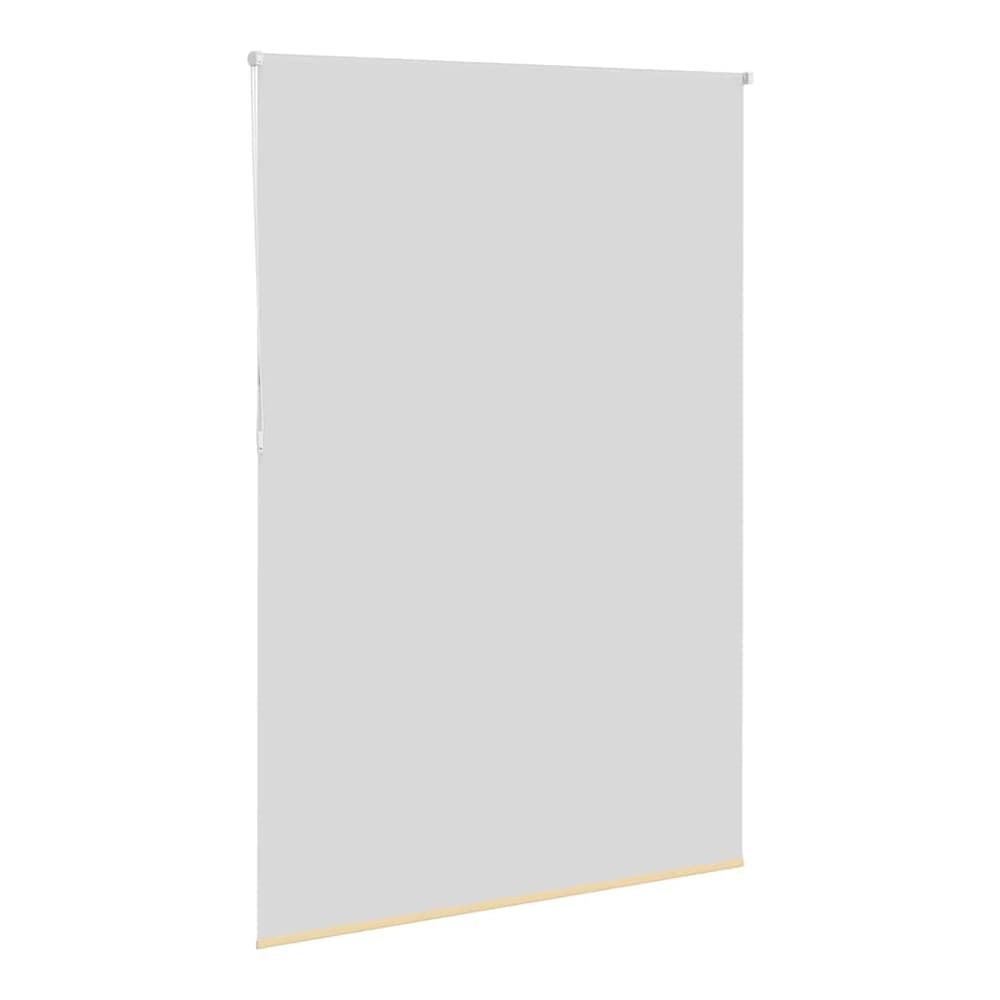 Beige blackout roller blind with a wooden bottom edge