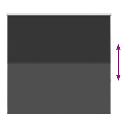 the black roller blind partially rolled down
