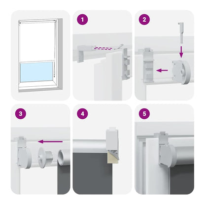 Diagram showing how to install the roller blind fittings