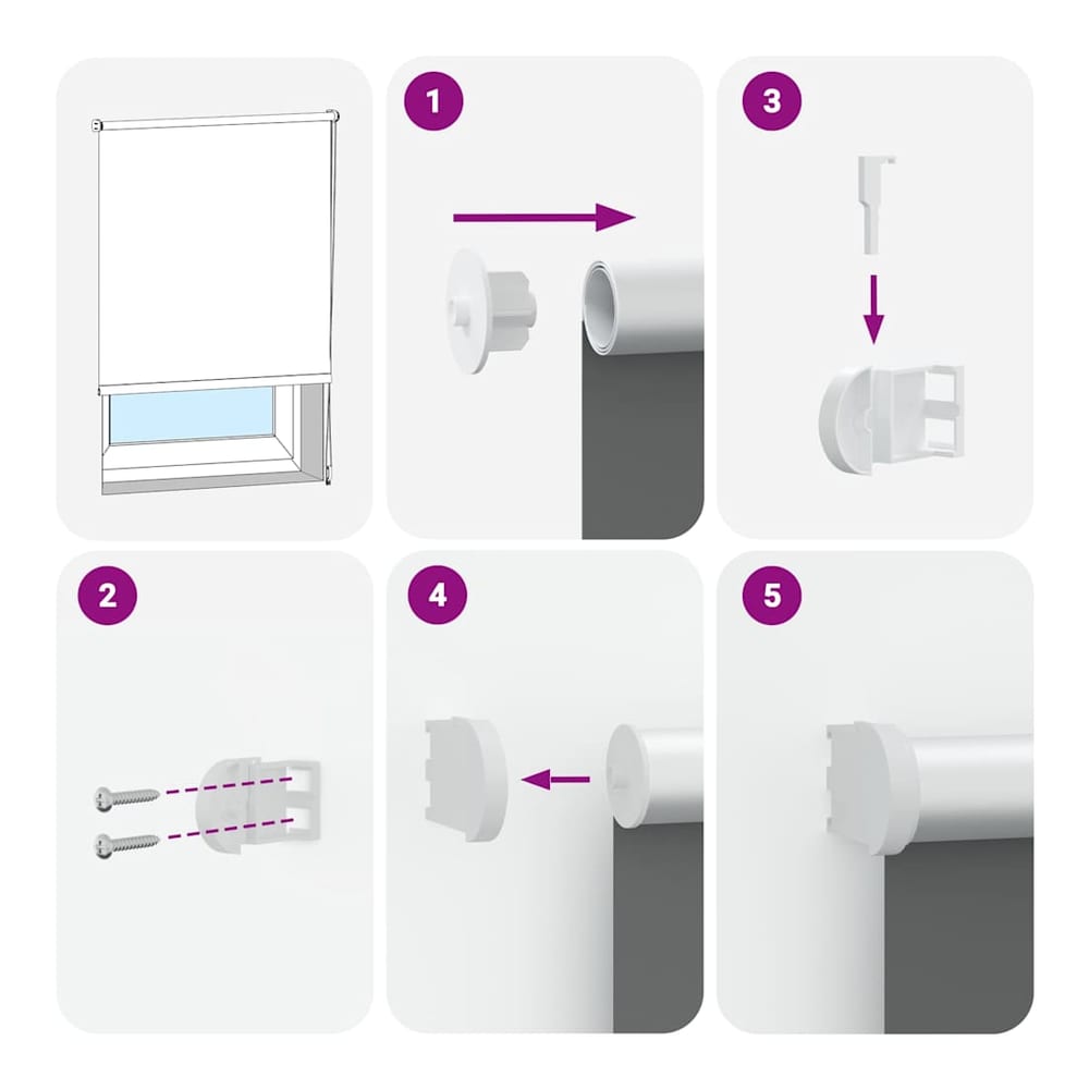 The window blind assembly guide showing the steps to attach the roller mechanism