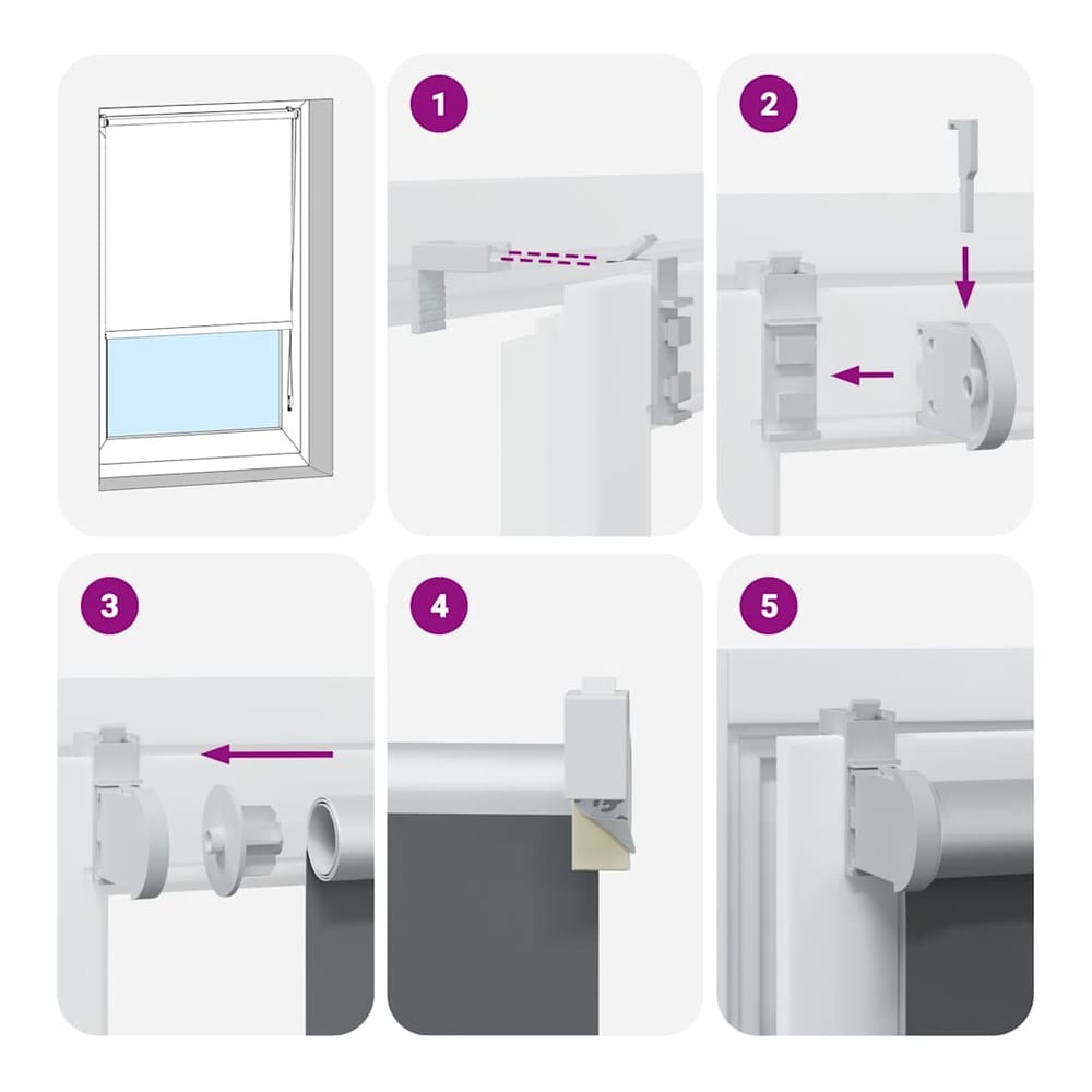 diagram showing how to install the roller blind brackets