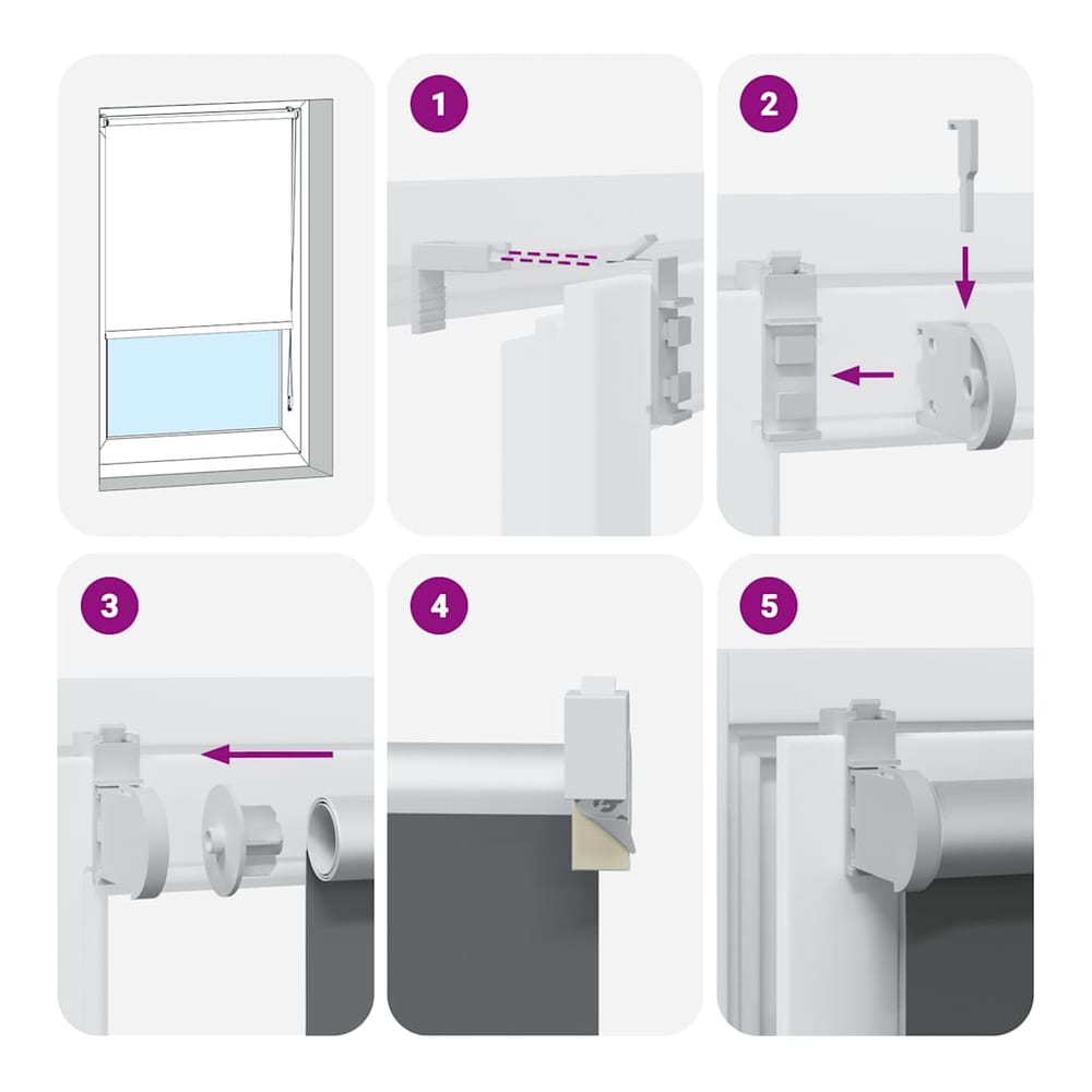 The window blind mounting instructions showing how to fix the brackets to a window frame