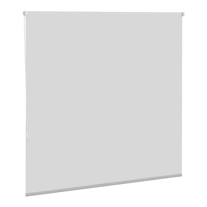 the light grey blackout roller blind with the pull cord visible