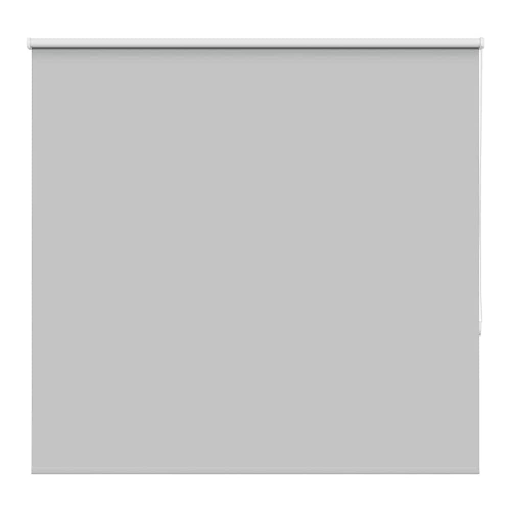 vidaXL Roller Blind Blackout Light Grey, a plain light grey fabric roller blind fully extended