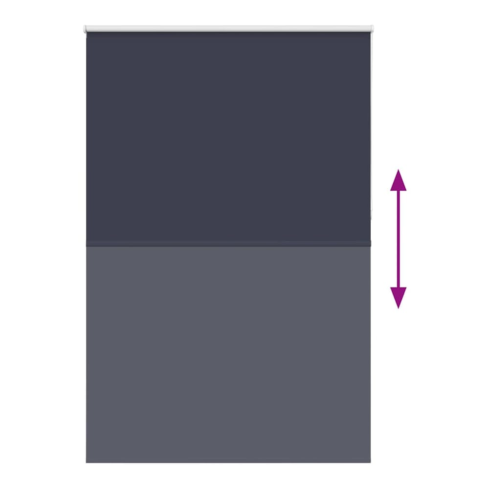 The blackout roller blind shown partially rolled up to demonstrate its function