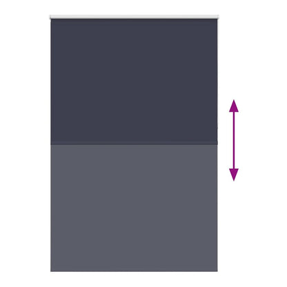 The blackout roller blind shown partially rolled up to demonstrate its function